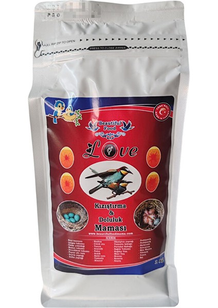 Beautful Food Mama 1 kg Love (Kızıştırma ve Doluluk) Kuş Maması