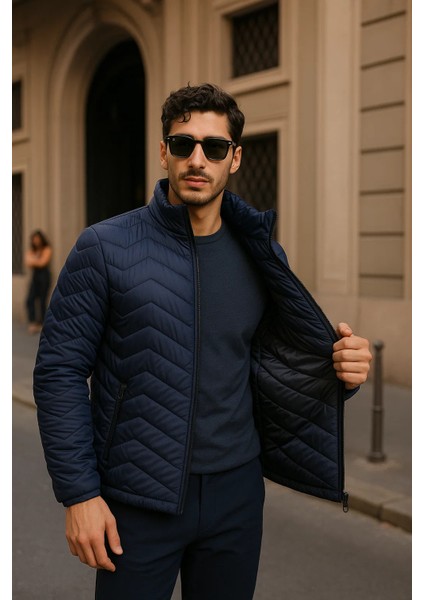 Erkek Günlük Comfort Lacivert Şişme Mont