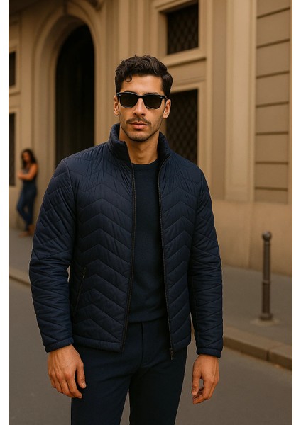 Erkek Günlük Comfort Lacivert Şişme Mont modelleri