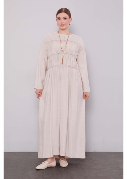 Taş Büzgü Detaylı Elbise