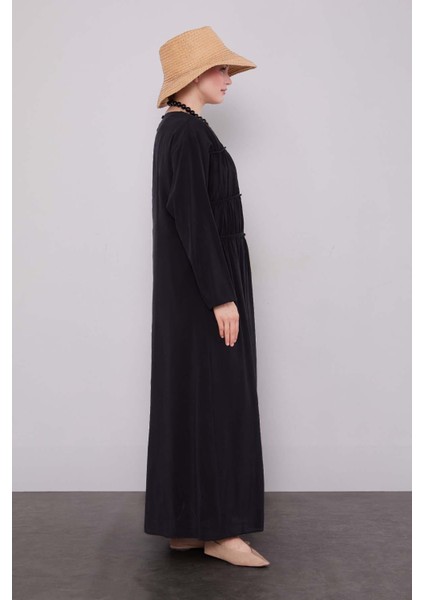 Siyah Büzgü Detaylı Elbise fiyatları