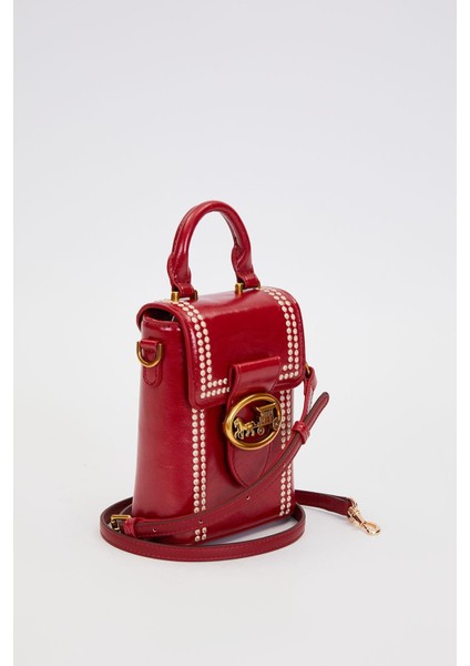 Kırmızı Dikdörtgen Formlu Dikişli El Çantası fiyatları