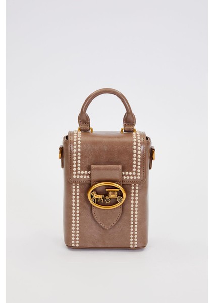 Gri Dikdörtgen Formlu Dikişli El Çantası