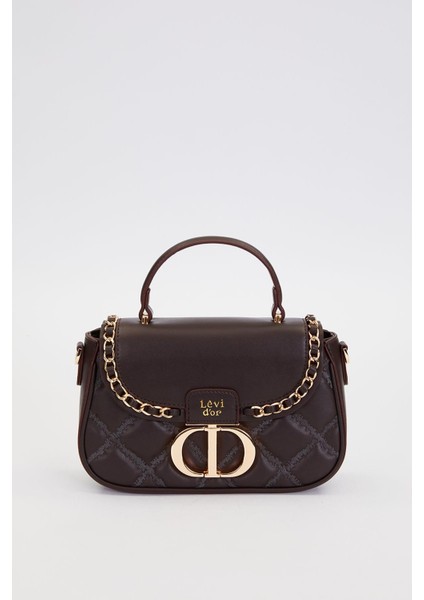 Koyu Kahve Dikişli Kapitone Model El Çantası