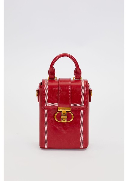 Kırmızı Dikdörtgen Formlu El Çantası