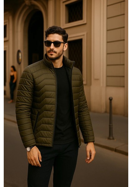 Erkek Günlük Comfort Haki Şişme Mont modelleri