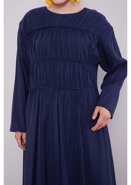 Lacivert Büzgü Detaylı Elbise indirimleri