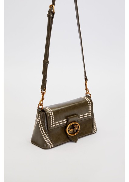 Yeşil Desenli Çift Askılı Omuz Çantası