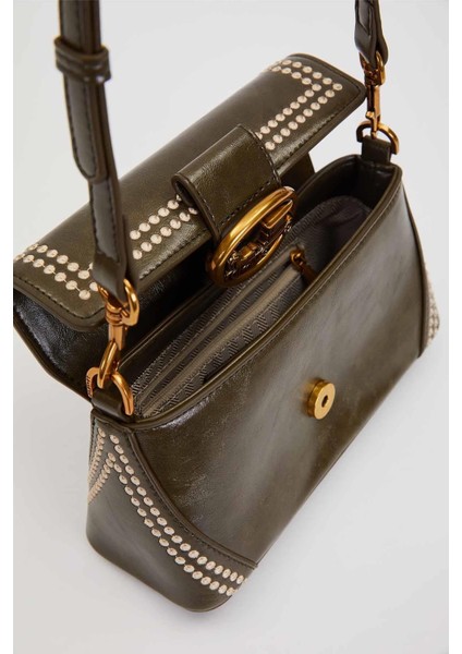 Yeşil Desenli Çift Askılı Omuz Çantası modelleri