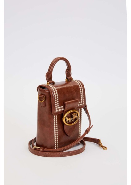 Kahve Dikdörtgen Formlu Dikişli El Çantası fiyatları