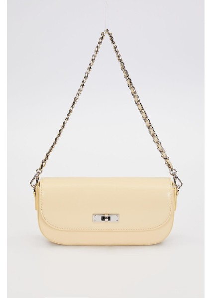 Sarı Silver Kilit Detaylı Omuz Çantası