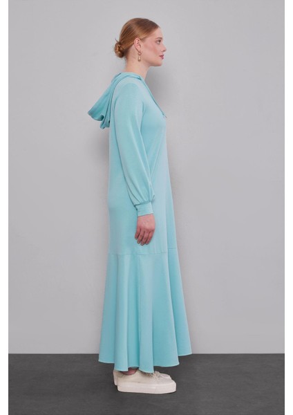 Yeşil Kapuşonlu Gizli Cep Detaylı Elbise modelleri