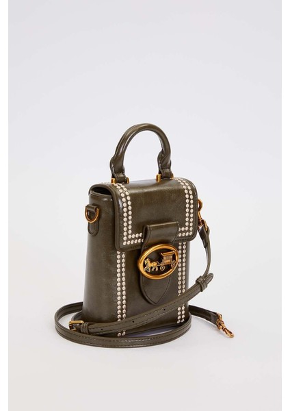 Yeşil Dikdörtgen Formlu Dikişli El Çantası fiyatları