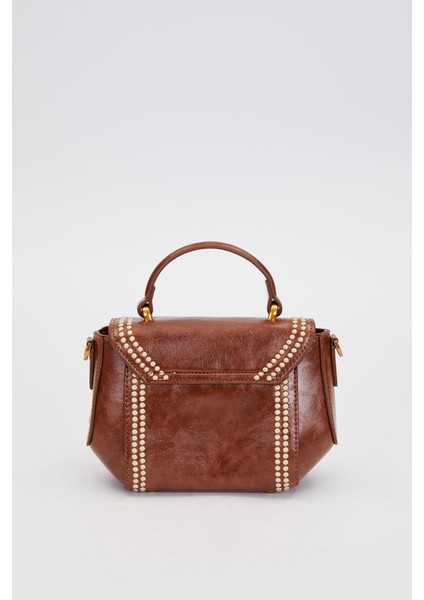 Kahve Kenar Desenli Dikişli El Çantası fiyatları