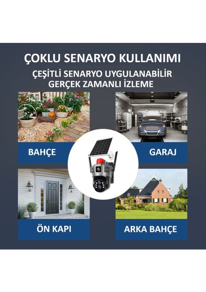 O-Kam 7050 Wifi Solar 10X Optik Zoom 3mp+3mp 2 Kamera 3 Görüntü Sirenli Akıllı Kamera Beyaz