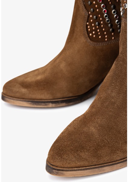 Kadın Hakiki Deri Taba Süet Western Bot 35 6038 Bn Bot SK25-26 Taba Suet modelleri