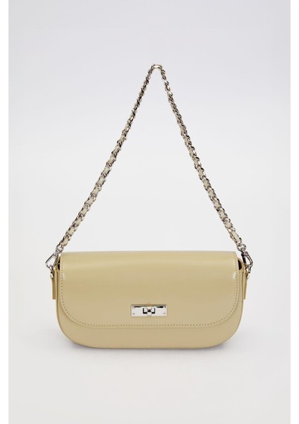 Yeşil Silver Kilit Detaylı Omuz Çantası