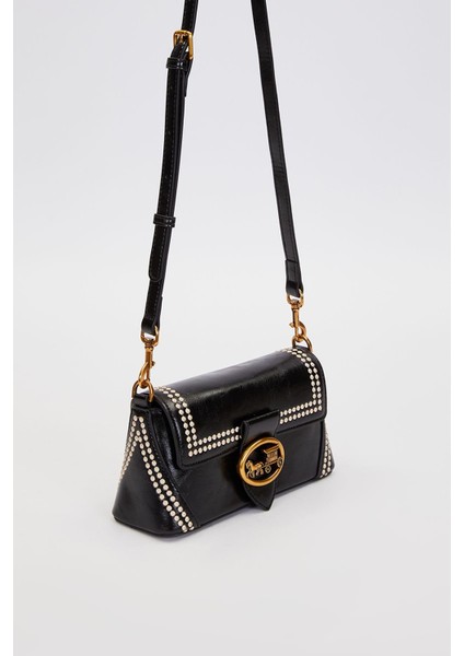 Siyah Desenli Çift Askılı Omuz Çantası