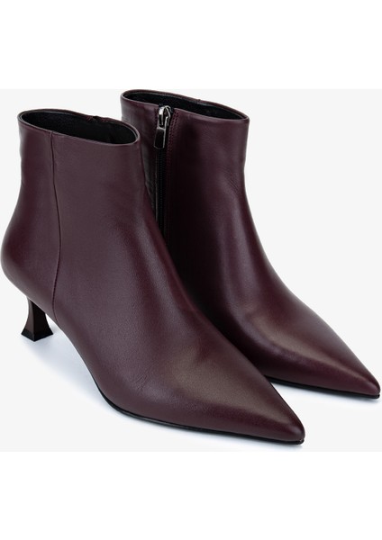 Kadın Hakiki Deri Bordo Topuklu Bot 1135 0602 Bn Bot SK25-26 Bordo Derı fiyatları