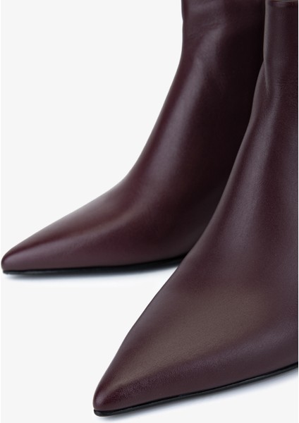 Kadın Hakiki Deri Bordo Topuklu Bot 1135 0602 Bn Bot SK25-26 Bordo Derı modelleri