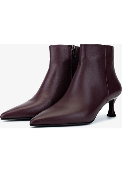 Kadın Hakiki Deri Bordo Topuklu Bot 1135 0602 Bn Bot SK25-26 Bordo Derı fırsatları
