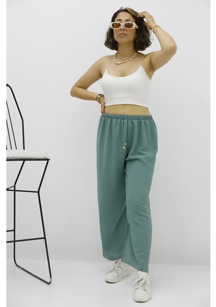 Enenstyle Fashıon Boutıque Rahat Kalıp Beli Lastikli Bol Paça Salaş Yazlık Kadın Aerobin Pantolon