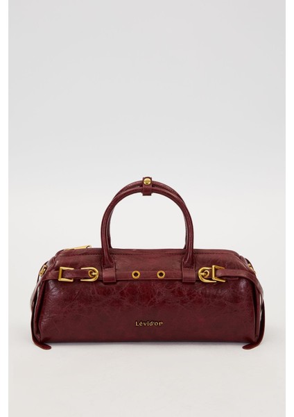 Kırmızı Eskitme Aksesuarlı El Çantası