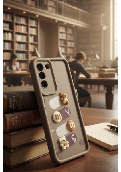 Samsung Galaxy S21FE Uyumlu Kılıf Kahverengi Renk Ayıcık Figürlü 3D Kamera Korumalı Darbe Emici Yumuşak Silikon Kapak fiyatları