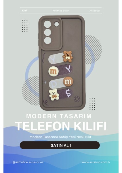 Samsung Galaxy S21FE Uyumlu Kılıf Kahverengi Renk Ayıcık Figürlü 3D Kamera Korumalı Darbe Emici Yumuşak Silikon Kapak indirimleri