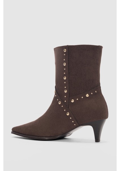 Aurelis Kısa Topuklu Sivri Burun Kadın Bot- Kahve Süet fırsatları