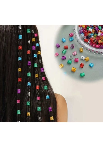 Bohem Saç Örgü Halkaları-Saç Küpesi Seti Renkli Model 10 'lu Hair Charms (BC-1143).