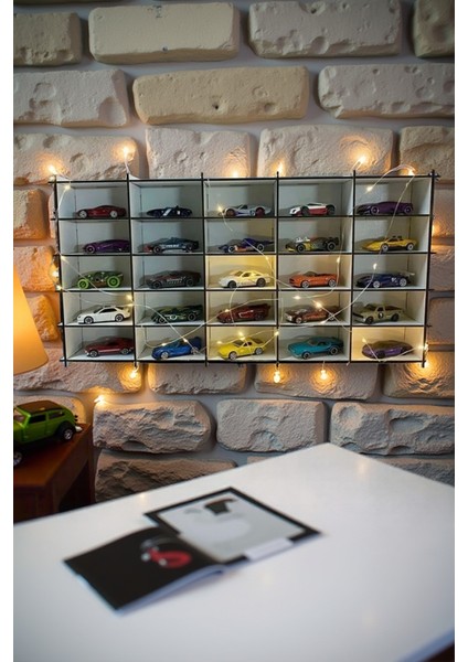 Beyaz Oyuncak Araba Rafı, 25'li, Çocuklar Için Eğlenceli Saklama Çözümü