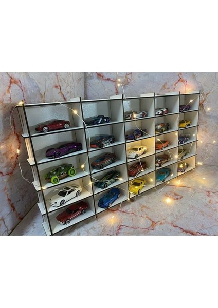 Beyaz Oyuncak Araba Rafı, 25'li, Çocuklar Için Eğlenceli Saklama Çözümü indirimleri