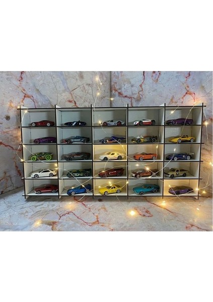 Beyaz Oyuncak Araba Rafı, 25'li, Çocuklar Için Eğlenceli Saklama Çözümü