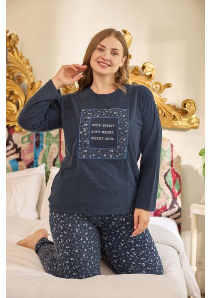 Büyük Beden Termal Kadın Uzun Kol Pijama Takımı 240685 LACI01