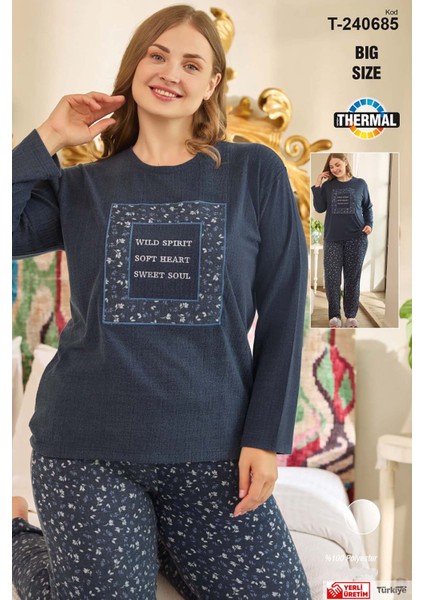 Büyük Beden Termal Kadın Uzun Kol Pijama Takımı 240685 LACI01 modelleri
