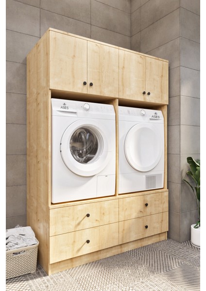 Ases ELZ533 Çamaşır ve Kurutma Makinesi Dolabı Extra Boy 4 Kapak 4 Çekmece