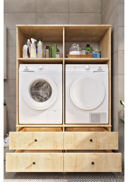Ases ELZ533 Çamaşır ve Kurutma Makinesi Dolabı Extra Boy 4 Kapak 4 Çekmece modelleri