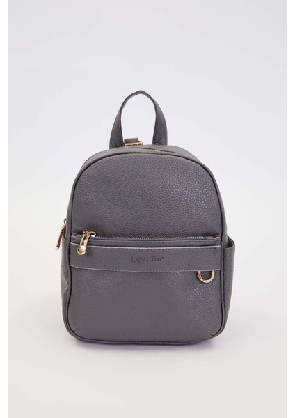 Gri Fermuar Gözlü Sırt Çantası