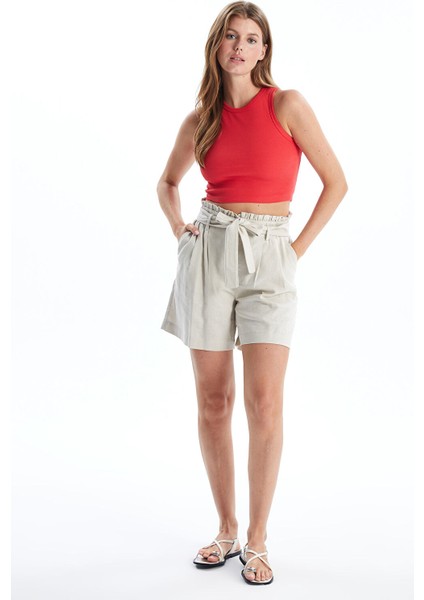 Yeni Sezon Bisiklet Yaka Dokulu Kadın Crop fiyatları