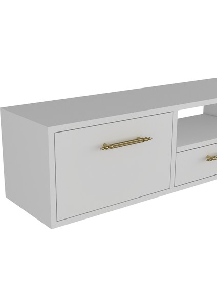 1331DROPDD-128 Duvara Montaj Tv Sehpası Beyaz-Altın indirimleri