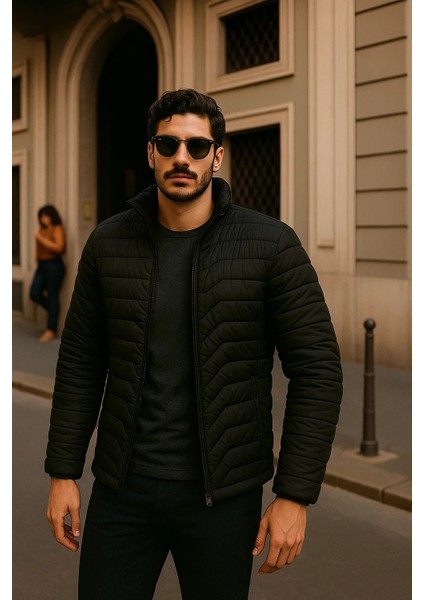 Erkek Günlük Comfort Siyah Şişme Mont modelleri