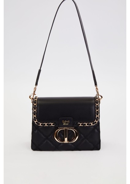 Siyah Örgü Kapak Model Omuz Çantası