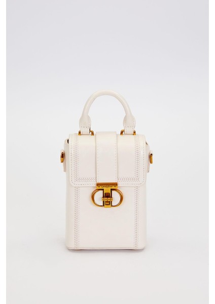 Krem Dikdörtgen Formlu El Çantası