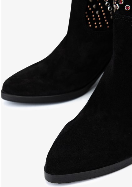 Kadın Hakiki Deri Siyah Süet Western Bot 35 6038 Bn Bot SK25-26 Sıyah Suet modelleri