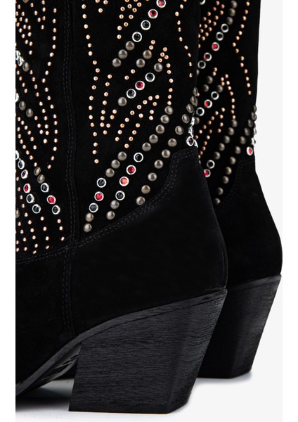 Kadın Hakiki Deri Siyah Süet Western Bot 35 6038 Bn Bot SK25-26 Sıyah Suet fırsatları