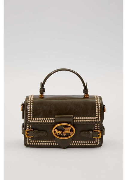 Yeşil Ikili Kemer Görünümlü El Çantası