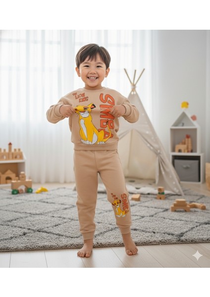 2-5 Yaş Aslan Kral (Simba) Baskılı Çocuk Eşofman Takımı | Mevsimlik fiyatları