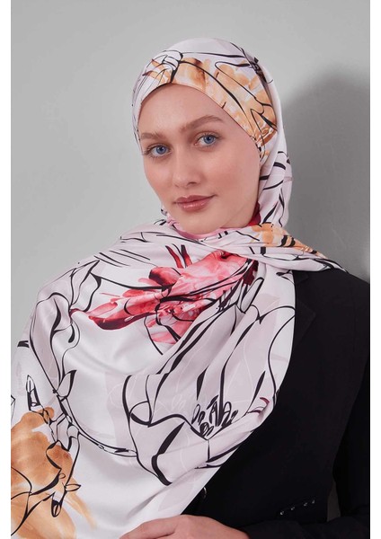 Hardal Soyut Çiçek Desen Twill Şal fiyatları
