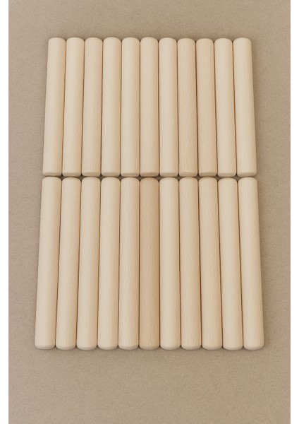 Doğal Ahşap Kalın Ritim Çubuk 10 Çift, Bej Renk, Eğlenceli ve Sağlıklı Kullanım